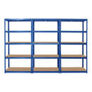 3x VRS Shelving Unit - 1800mm High - Blue with 12x 60L Wham Plastic Storage Boxes