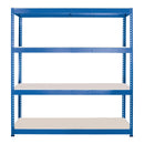 2x SX400 Industrial Shelving - 1980mm High - 400kg - Melamine - Blue