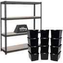 1x CRW Heavy Duty Shelving - 2200mm High - Grey with 12x 62L Wham DIY Plastic Storage Boxes