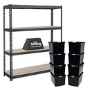 1x CRW Heavy Duty Shelving - 2200mm High - Grey with 8x 62L Wham DIY Plastic Storage Boxes