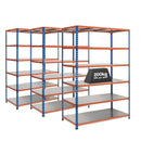 3x SX200 Industrial Shelving - 1830mm High - 200kg - Steel - Blue & Orange