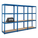 3x VRS Industrial Shelving - 1600mm High - 200/280kg - Blue