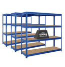 3x HRX Heavy Duty Shelving - 1770mm High - Blue with 12x 62L Wham DIY Plastic Storage Boxes