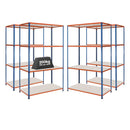 4x SX200 Industrial Shelving - 2440mm High - 200kg - Melamine - Blue & Orange