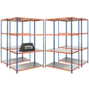 4x SX200 Industrial Shelving - 2440mm High - 200kg - Steel - Blue & Orange