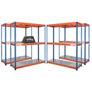 4x SX800 Industrial Shelving - 1980mm High - 800kg - Steel - Blue & Orange
