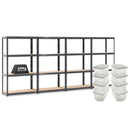 4x VRS Shelving Units - 1600mm High - Grey with 8x 60L Wham Plastic Storage Boxes