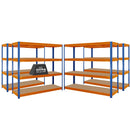 4x HRX Heavy Duty Shelving - 1770mm High - Blue & Orange with 12x 37L Wham DIY Plastic Storage Boxes