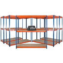 5x SX800 Industrial Shelving - 3050mm High - 800kg - Chipboard - Blue & Orange