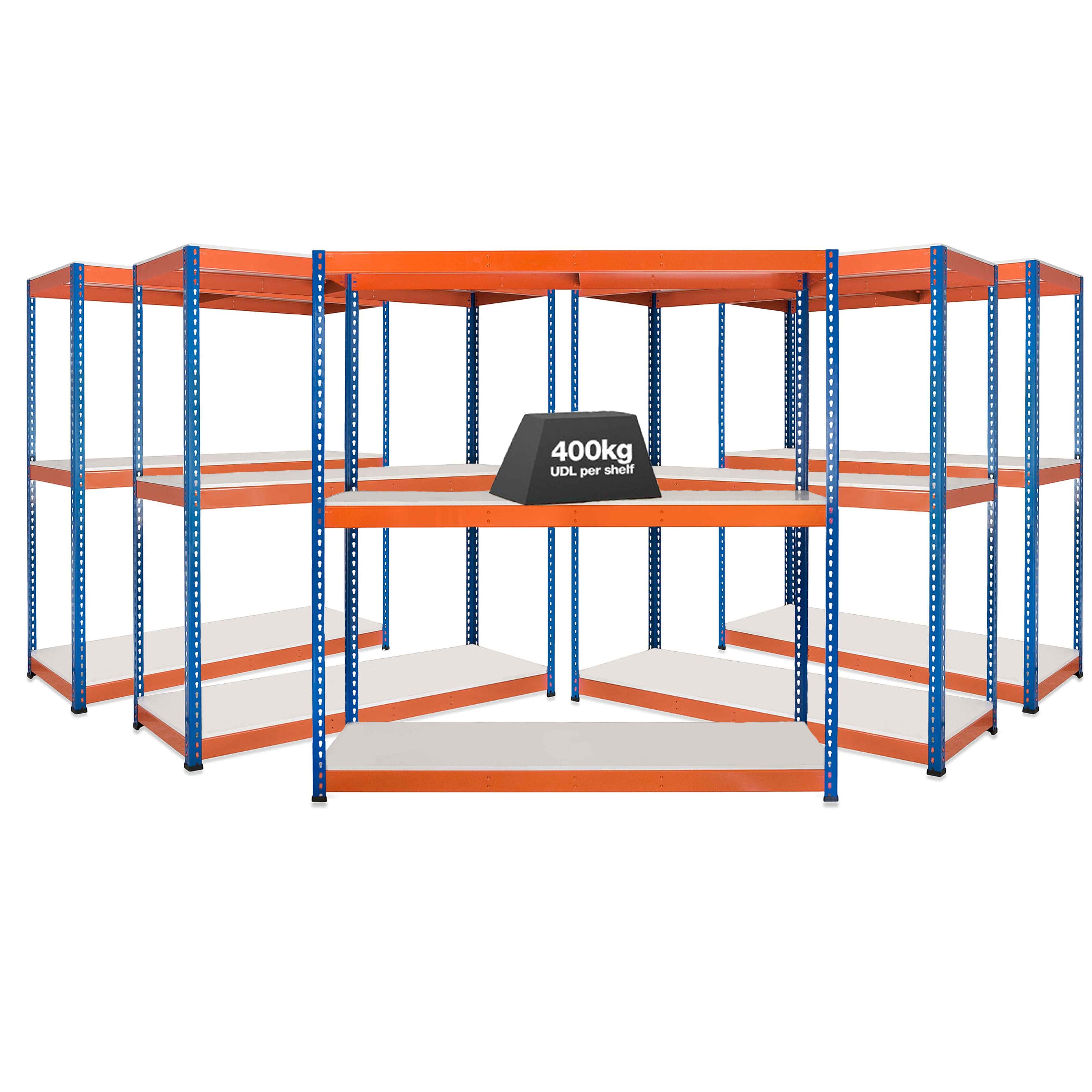 5x Storalex SX400 Melamine Shelving 1980mm High 400kg - Tufferman