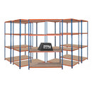 5x SX200 Industrial Shelving - 2440mm High - 200kg - Chipboard - Blue & Orange