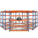 5x SX800 Industrial Shelving - 1980mm High - 800kg - Steel - Blue & Orange