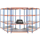 5x SX200 Industrial Shelving - 2440mm High - 200kg - Steel - Blue & Orange