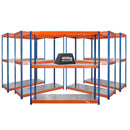 5x SX400 Industrial Shelving - 2440mm High - 400kg - Steel - Blue & Orange