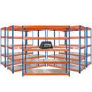 5x SX400 Industrial Shelving - 2440mm High - 400kg - Steel - Blue & Orange