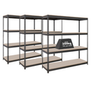 3x CRW Heavy Duty Garage Shelving - 2200mm High - 500kg - Grey