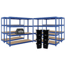 4x HRX Heavy Duty Shelving - 1770mm High - Blue with 8x 37L Wham DIY Plastic Storage Boxes