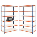 2x SX200 Industrial Shelving - 2440mm High - 200kg - Melamine - Blue & Orange