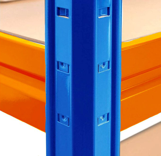 1x HRX Heavy Duty Shelving - 1770mm High - Blue & Orange with 8x 37L Wham DIY Plastic Storage Boxes