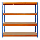2x HRX Heavy Duty Shelving - 1770mm High - Blue & Orange with 12x 37L Wham DIY Plastic Storage Boxes