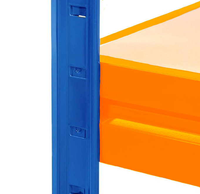 2x HRX Industrial Shelving - 1770mm High - up to 600kg - Blue & Orange