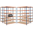 4x SX200 Industrial Shelving - 1830mm High - 200kg - Chipboard - Blue & Orange