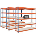 3x SX800 Industrial Shelving - 3050mm High - 800kg - Melamine - Blue & Orange