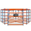 5x SX800 Industrial Shelving - 3050mm High - 800kg - Melamine - Blue & Orange