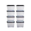 4x VRS Shelving Units - 1800mm High - Blue with 8x 24L Strata Plastic Storage Boxes