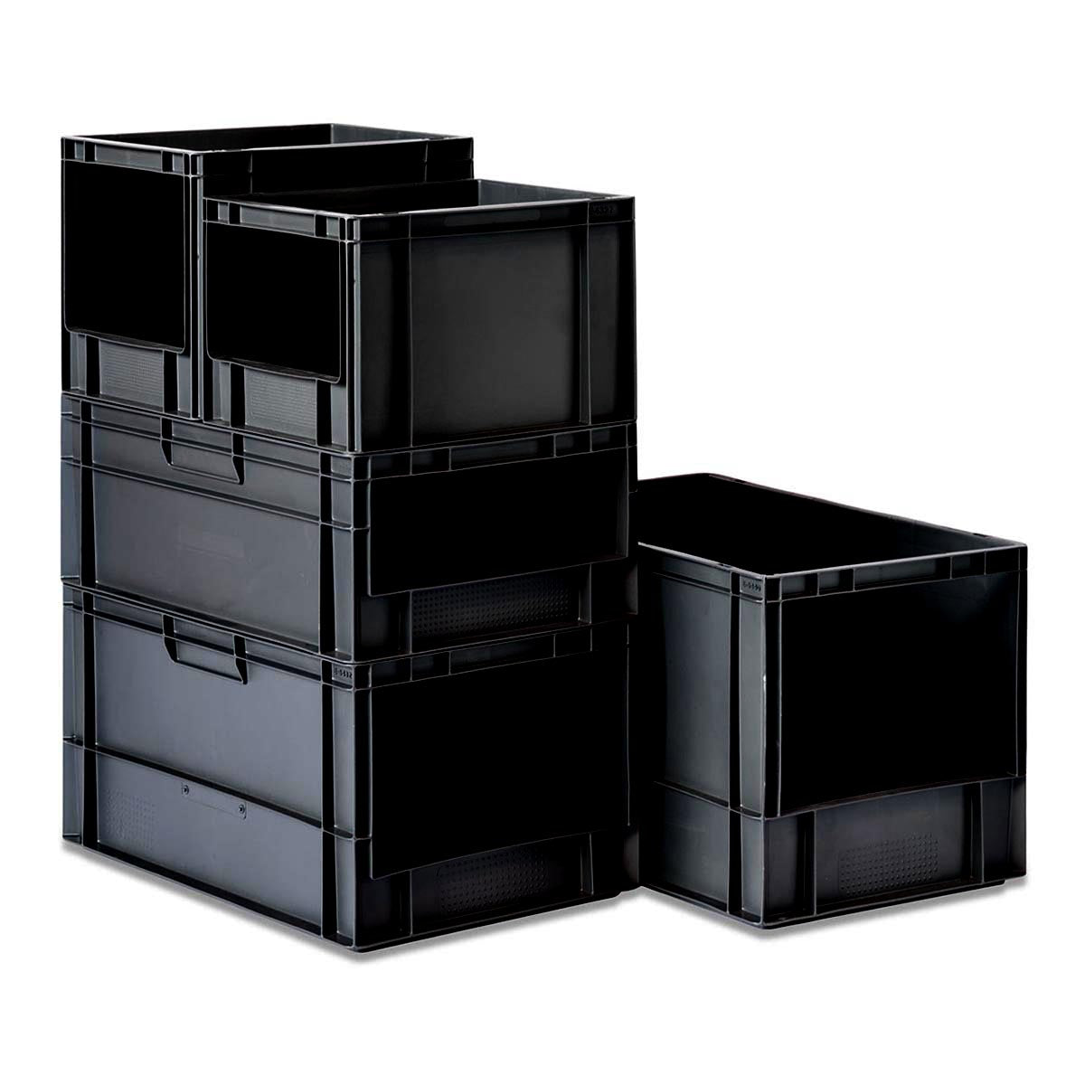 Open Front Euro Containers - Black - All Sizes - Tufferman