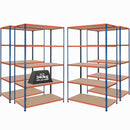 4x SX340 Industrial Shelving - 2440mm High - 340kg - Chipboard - Blue & Orange
