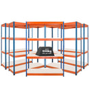 5x SX800 Industrial Shelving - 1980mm High - 800kg - Melamine - Blue & Orange