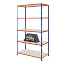 1x SX200 Industrial Shelving - 2440mm High - 200kg - Melamine - Blue & Orange