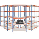 5x SX200 Industrial Shelving - 1830mm High - 200kg - Melamine - Blue & Orange