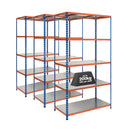 3x SX200 Industrial Shelving - 1830mm High - 200kg - Steel - Blue & Orange