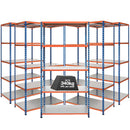 5x SX340 Industrial Shelving - 3050mm High - 340kg - Steel - Blue & Orange