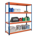 2x SX400 Industrial Shelving - 1980mm High - 400kg - Melamine - Blue & Orange