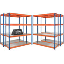 4x SX800 Industrial Shelving - 1980mm High - 800kg - Steel - Blue & Orange