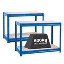 2x HRX Heavy Duty Workbenches - 870mm High - 600kg - Blue