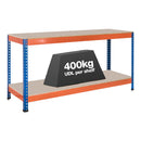1x SX400 Workbench - 915mm High - 400kg - Chipboard - Blue/Orange