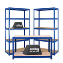 2x VRS Shelving Units - 1800mm High & 1x Workbench - 1600mm Wide - Blue