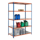 5x SX340 Industrial Shelving - 3050mm High - 340kg - Steel - Blue & Orange