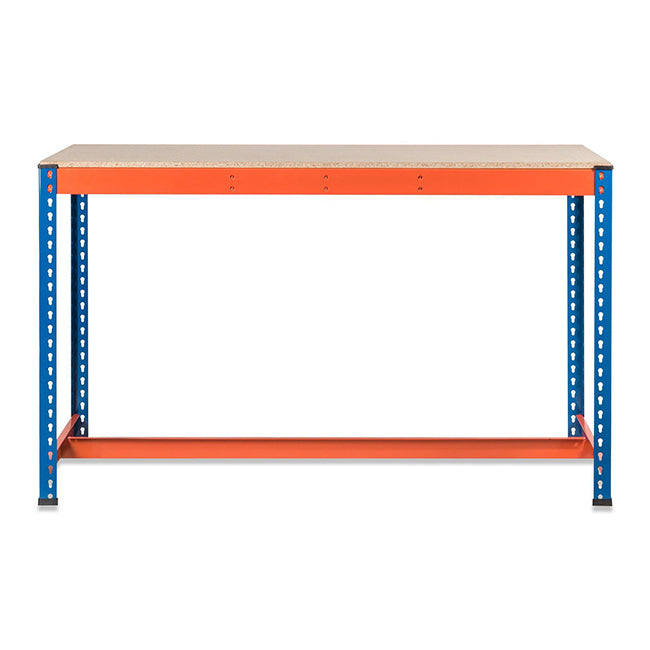 1x SX800 T-Bar Workbench - 915mm High - 800kg - Chipboard - Blue/Orange