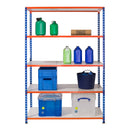3x SX200 Industrial Shelving - 2440mm High - 200kg - Melamine - Blue & Orange
