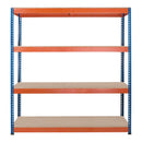 1x SX400 Industrial Shelving - 1677mm High - 400kg - Chipboard - Blue & Orange