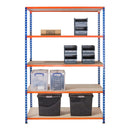 5x SX340 Industrial Shelving - 1980mm High - 340kg - Chipboard - Blue & Orange