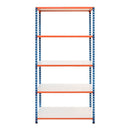 1x SX200 Industrial Shelving - 2440mm High - 200kg - Melamine - Blue & Orange