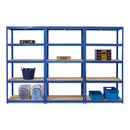 3x VRS Industrial Shelving - 1800mm High - 200/280kg - Blue