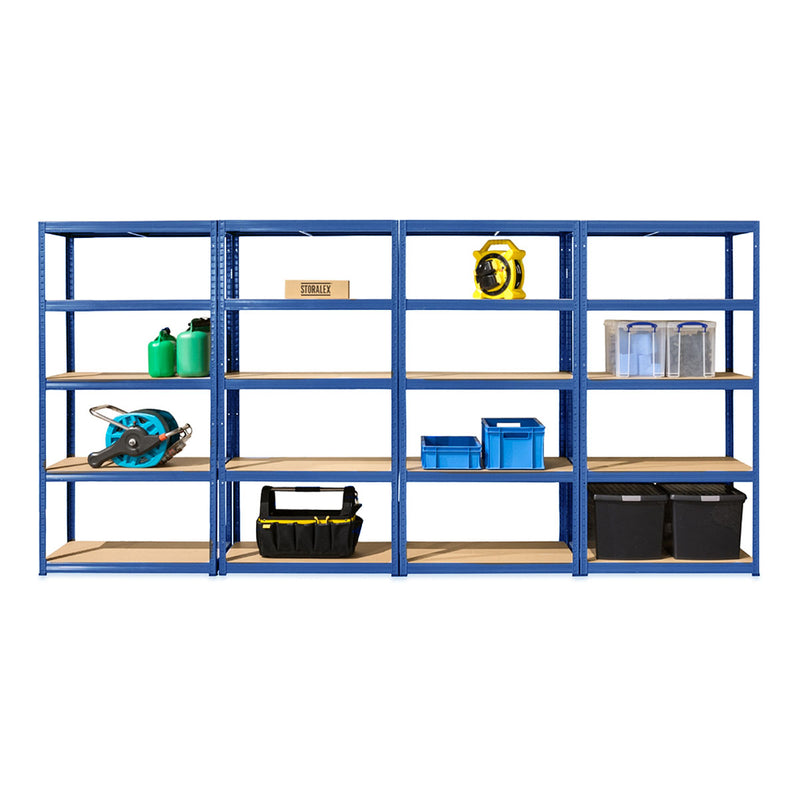 4x VRS Shelving Units - 1800mm High - Blue with 12x 33.5L Really Useful Boxes