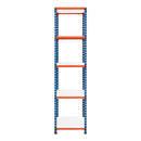 3x SX200 Industrial Shelving - 2440mm High - 200kg - Melamine - Blue & Orange